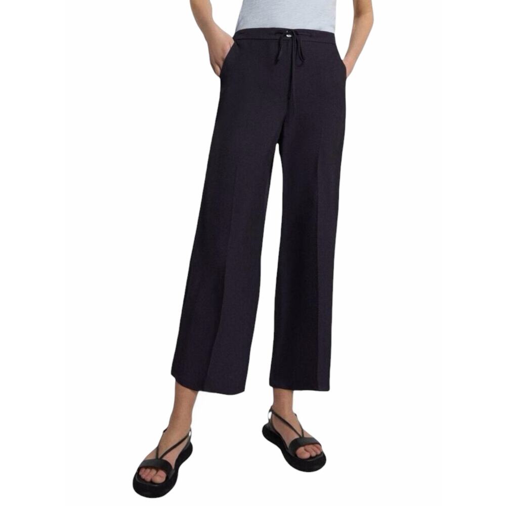 Theory Wide Leg Cropped Pants Washed Twill Navy Blue Size 00 - Picture 1 of 11